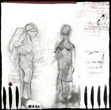 "SERIE GESCHICHTEN" Geschichte NR.5" Mixed Media/Papier/Holz 20x20   